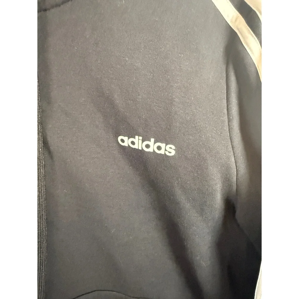 Adidas Mens Essentials 3-Stripes Full Zip Hoodie Black White XL Sweatshirt